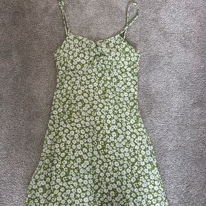 Green Floral Spaghetti Strap Dress